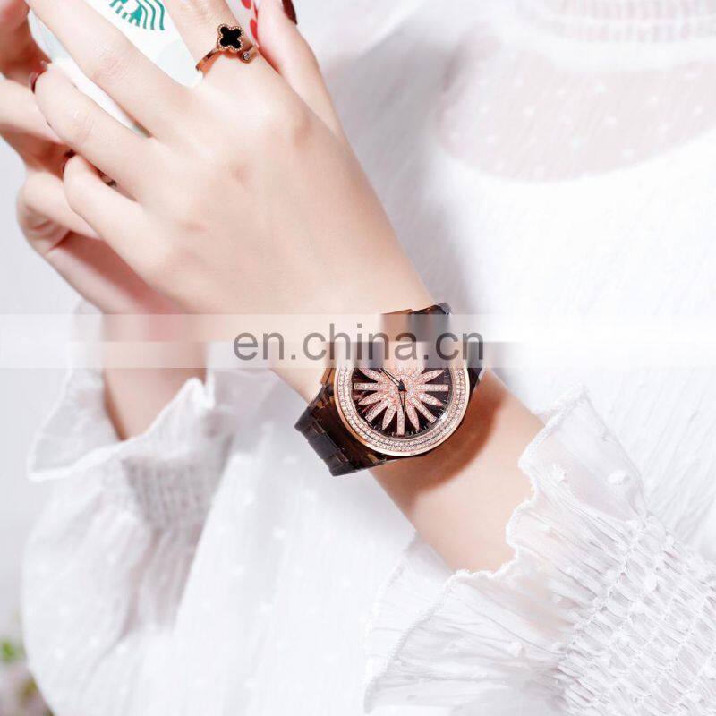 SKMEI 1536 LED backlight rotating colorful women watch unique design luxury quartz watch