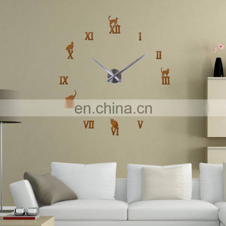 removable 3d diy metal wall sticker clock Home Office Room Art Decor Modern Decal