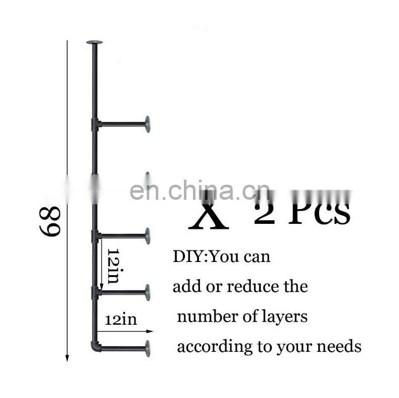 Industrial Retro Wall Mount Iron Pipe Shelf Open Bookshelf