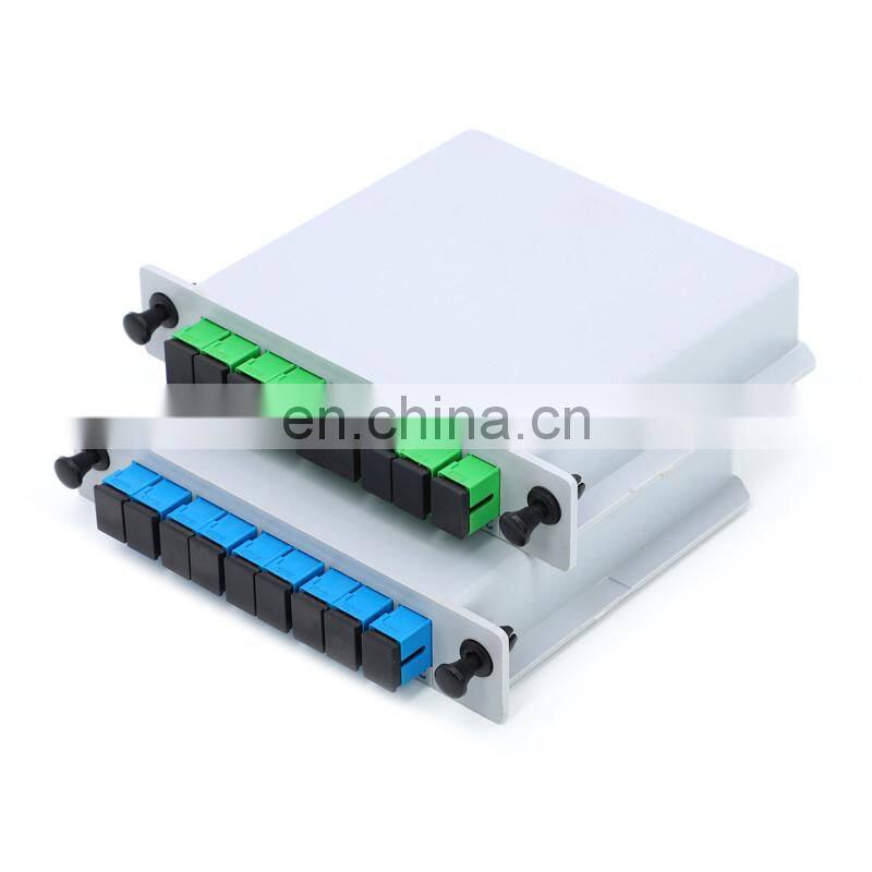 Telecom Grade PLC Splitter 1x8 PLC 1 x 2 Fiber Optic Splitter Cassette Type With SC/APC SC/UPC Connector