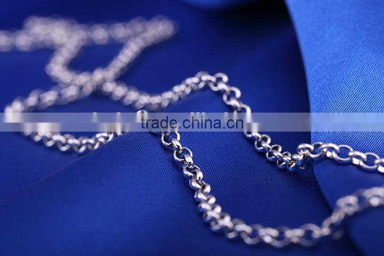 2015 wholesale fashion jewelry rhodium plated BL chain necklace