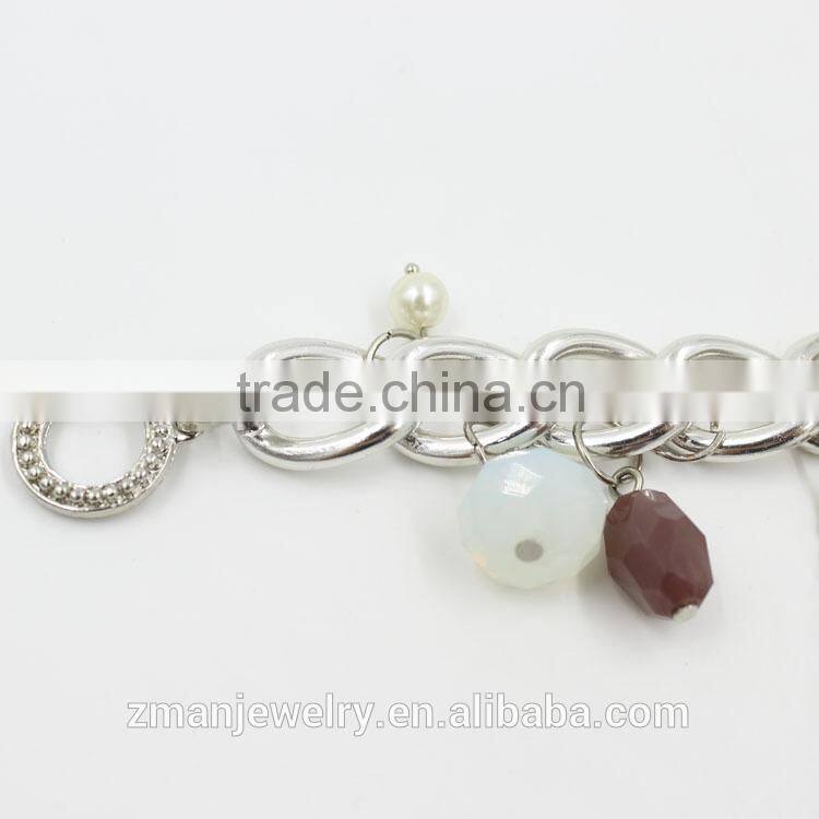 Silver Plated Pearl Pendant Bracelet,Flower Shape Chain Bracelet 2015
