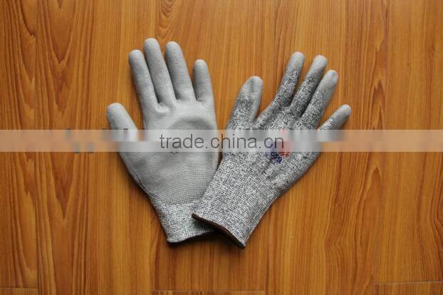 heat and cut resistance gloves with PU coated EN388