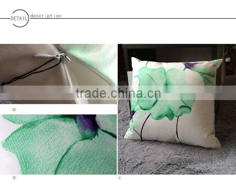 Chinese Watercolour Felt Flowers Printed 100% Cotton Large Cushion Cover