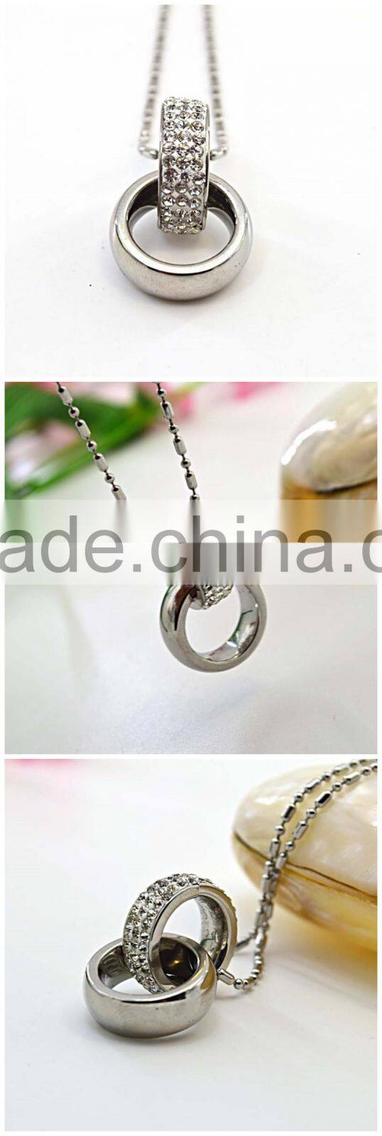 Fashion jewelry pendant designs for women gemstone double ring pendant