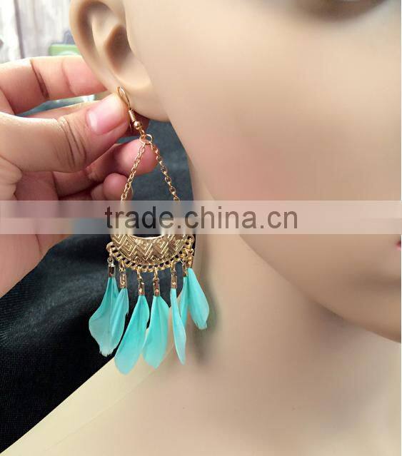 Handmade feather indian earring jewellery, beautiful earring designs for women