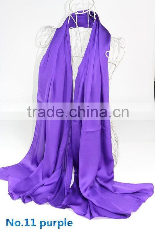 Korea Fashion Solid Color Plain Silk Satin Scarf