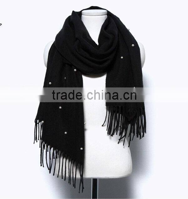 Wholesale New Tassel Wool Acrylic Pearl Fashion Ladies Shawls and Scarves Pashmina