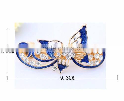 Painted lacquer decoration elegant rhinestone butterfly hair clip hair spring clip,hair clips