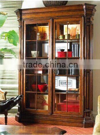 High quality solid wood display cabinet wine cabinet with glass door