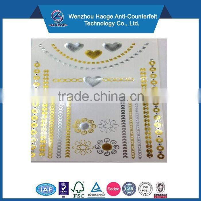 High Quality Tattoo Sticker,Metallic Golden Temporary Tattoo Stickers