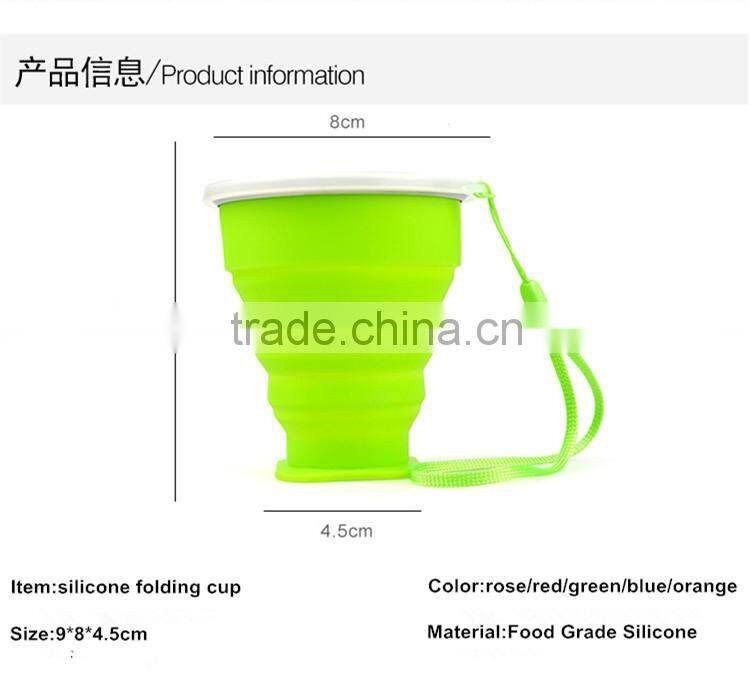 Healthy Life FDA Grade Folding Silicone Foldable Water Cup for Travel Drinking