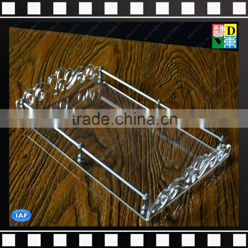 High quality clear acrylic square carved serving trays for sale