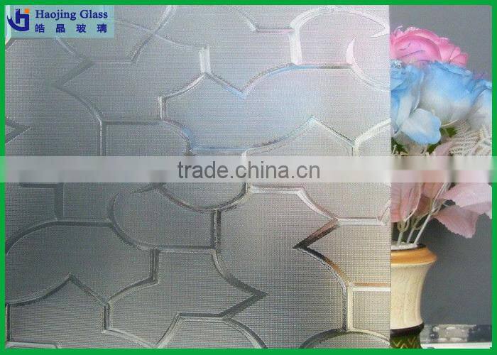 Shahe Haojing clear printing diamond amber beehive patterned glass figured glass rolled glass