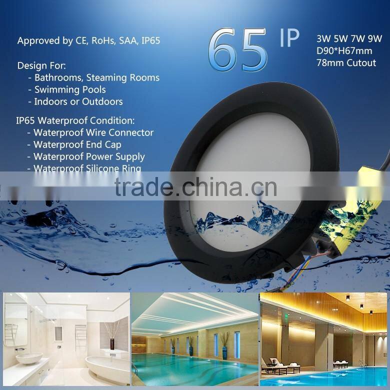 Dongguan LED Light Downlights Black Color Round or Square 78mm Cutout 7W IP65 Waterproof LED Downlight