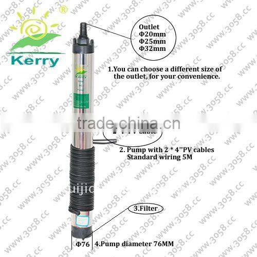 DC24V lift solar pump for water system 10-100m height / high quality submersible solar pump /