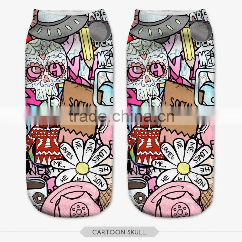 fashion cats faces wear high quality 3d digital full print colorful ankle socks sports unisex custom hot sale stretch spandex
