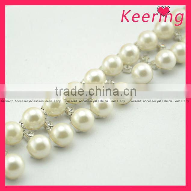 Wholesale pearl fashion trimming wedding Crystal Rhinestone Chain WRC-093