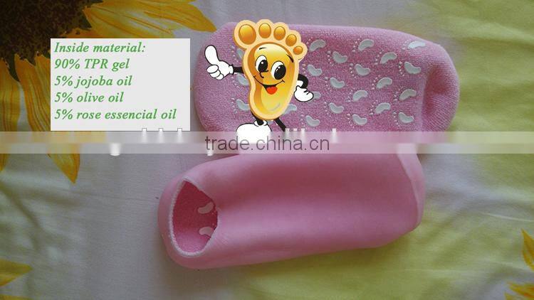 colorful cotton spa gel socks for foot care, crack foot treatment gel socks