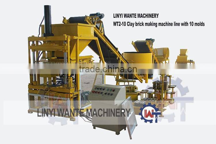 WANTE BRAND WT2-10 cheap interlocking hollow block machine line small crsuher