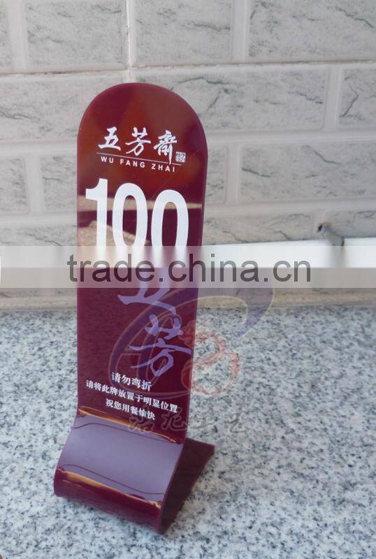 Customized printed Acrylic Table numbers for restaurant