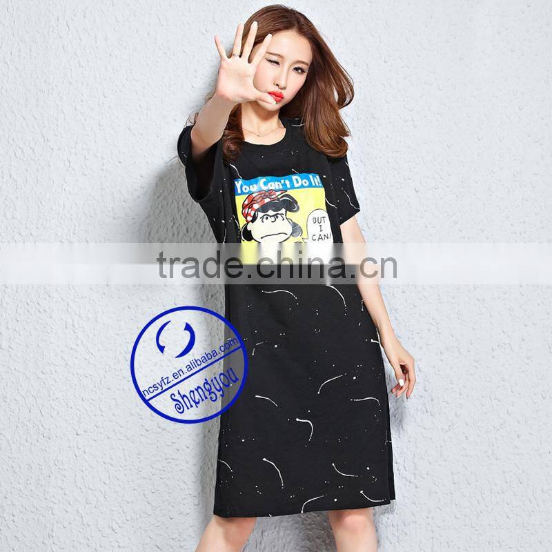 Custom wholesale 100 cotton summer casual full printed lady dress