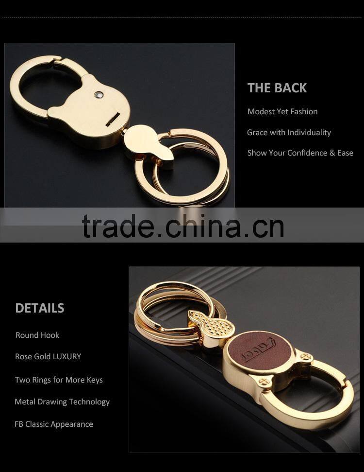 Round Shape Gold Color Luxury Car Keychain