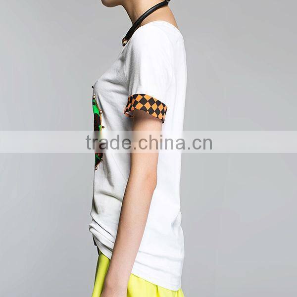 Fashion girl t shirt with cool pattern(YCT-A0029)