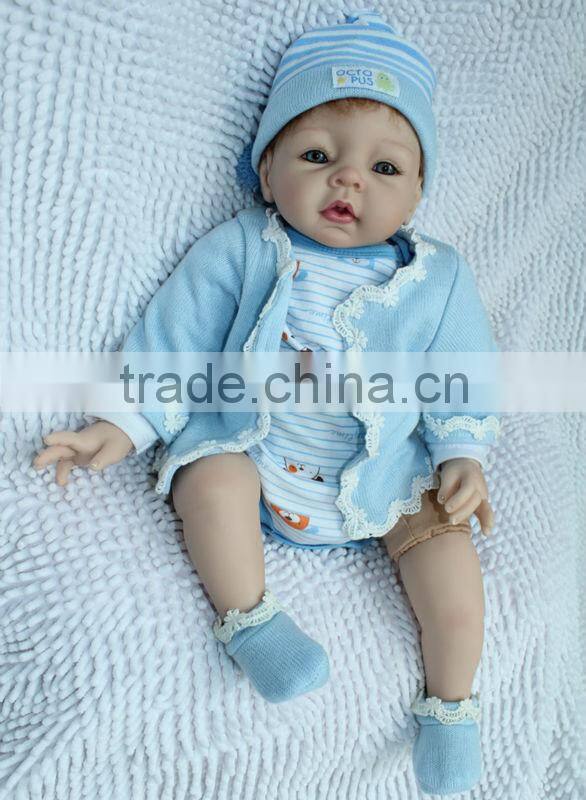 22inch silicone reborn baby doll wholesale fashion doll Blue handmade doll clothes newborn lifelike doll