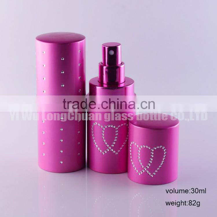 30ml Frosted Colorful Aluminum Atomizer Refillable Perfume Glass Bottles