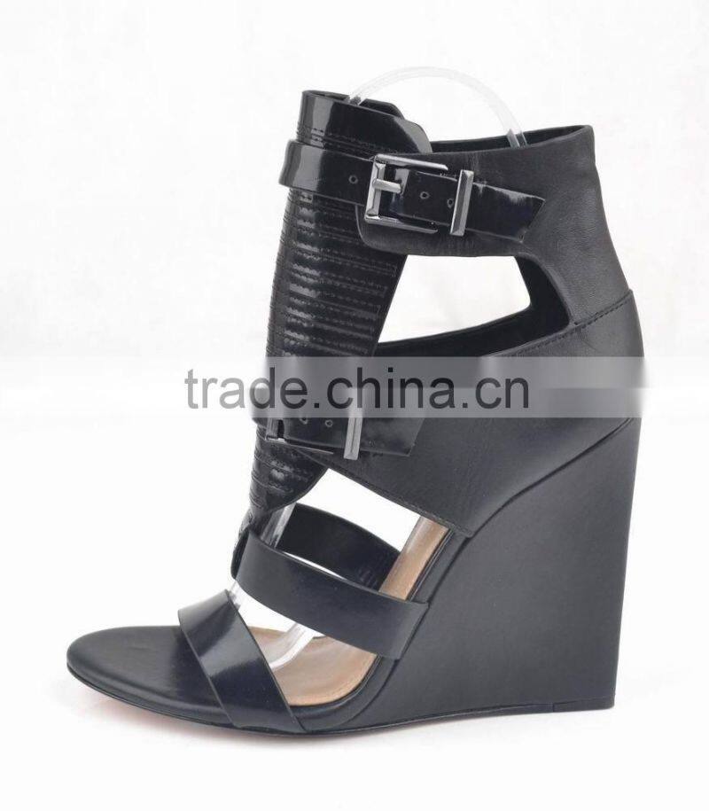 new style fashion leather wedge platform high heels sandals shoes 2014