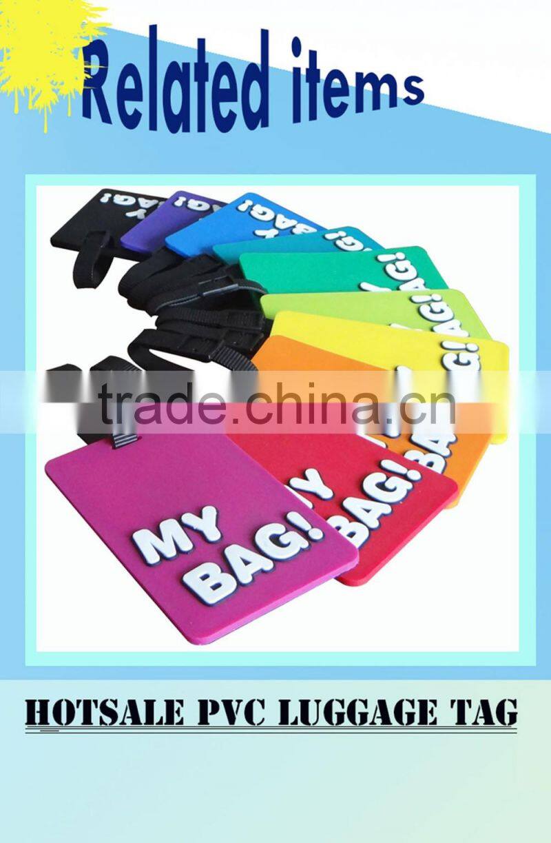 Custom Made Soft PVC Luggage Tag with Name Label/ silicone soft pvc luggage tag