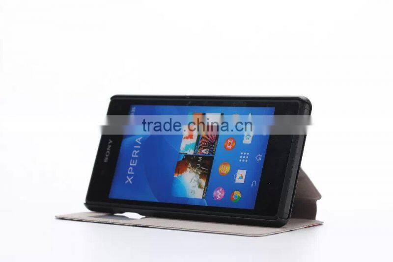 Water printing PU cell phone case For SONY E3