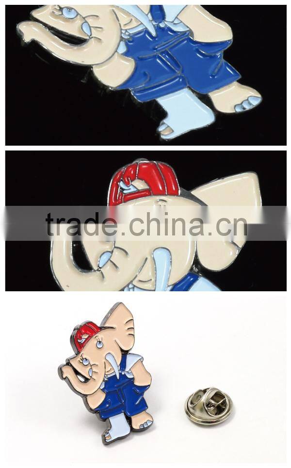 Low MOQ cartoon elephant character pin badge
