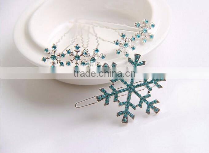 Fancy Frozen Elsa Snow Shape Alloy Snow Hair Clips