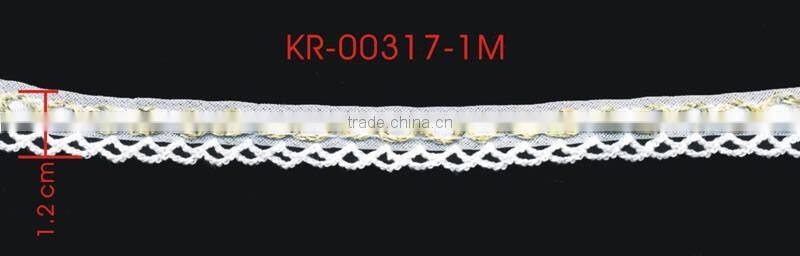 Width 1.2 Centimeter Black Silver Metallic Nylon Braid Trimming