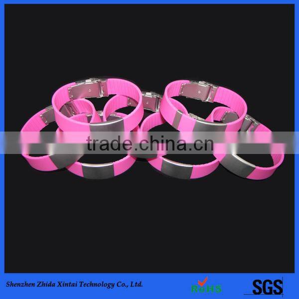 wholesale silicone bracelet with engraved metal plates