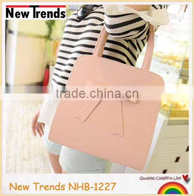Fashion pastel pink bow PU handbag