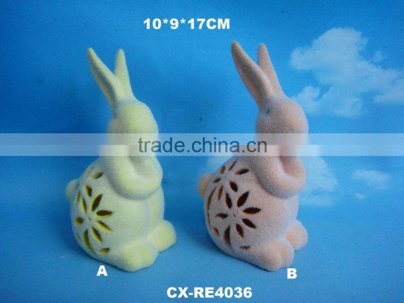 since 1989 factory wooden napkin ring table decoration restaurant high quality easter ceramic rabbit napkin ring