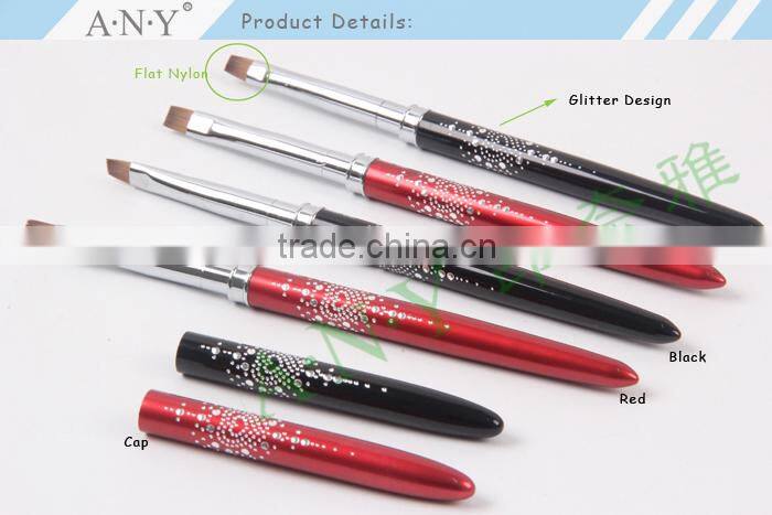 ANY Professional Nail Artist Using Nail Art Beauty Design Metal Handle UV Gel Flat Nail Brush Nylon Hair