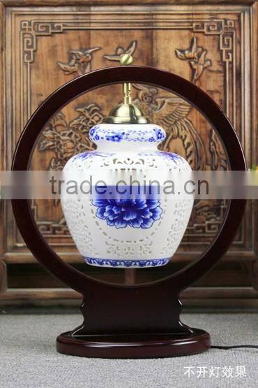 Vintage Industry Loft Style Iron Table Light Desk Lamp Porcelain For Bedroom Wedding Gift