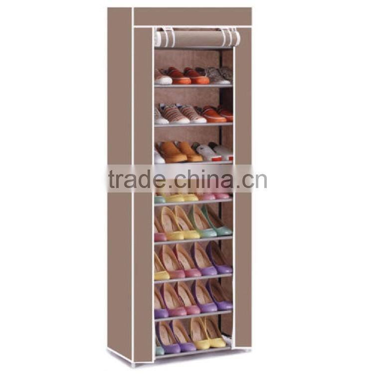 made in china 10 tier non-woven fabirc melamine mdf shoe cabinet