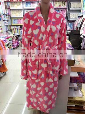 Plastic brushed fleece bathrobe made in China