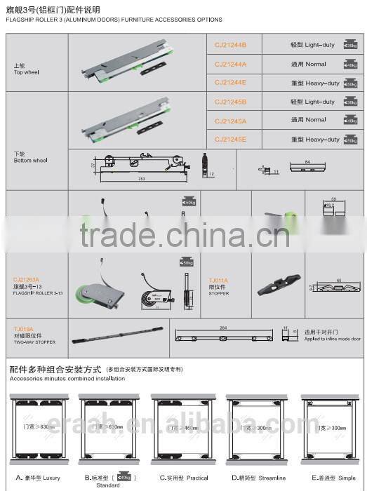 Simultaneous Damping Function Sliding door Roller for Aluminum Door