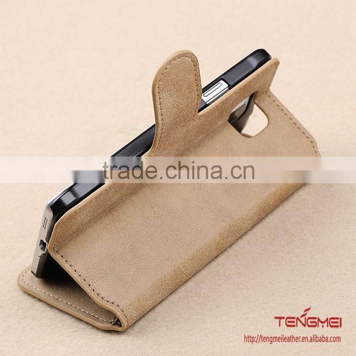 frosted genuine leather case for samsung s7 edge stand cover phone case for samsung