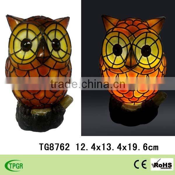 Garden decoration solar led light polyresin owl solar light