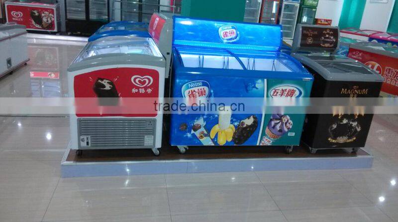 small 182L 282L supermarket commercial ice cream chest showcase freezer display freezer