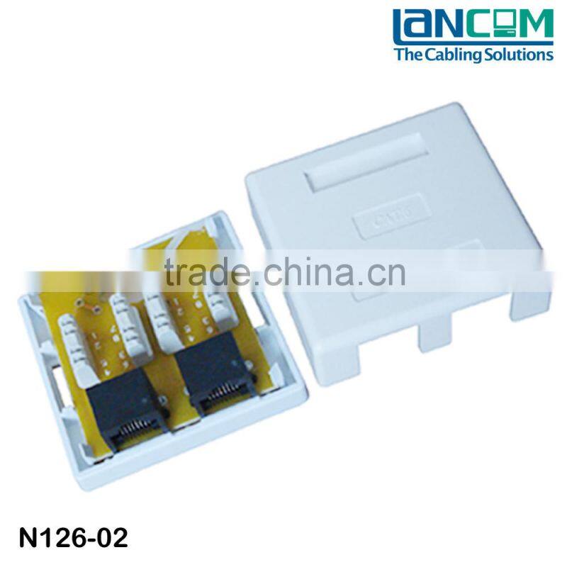 Lancom OEM,ODM factory standard Cat6 UTP Surface Mount box 2 port, krone type