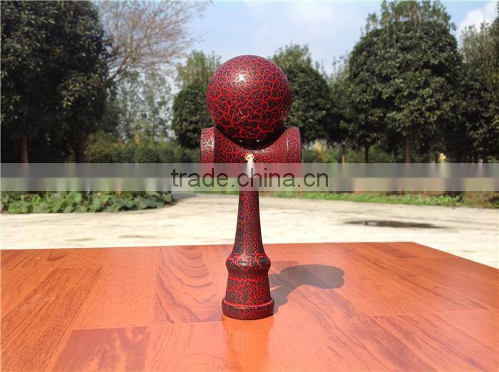 Full painted red with black all crack kendama,super fun kendama toy,hand and eye coordination wooden kendama toy