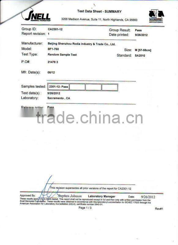 full face helmet for F1 racing with SNELL SA2010 standard